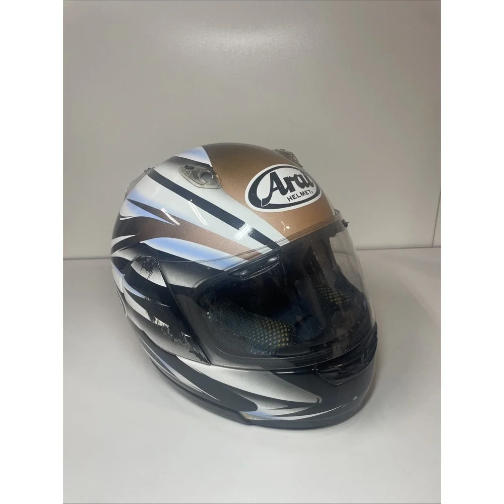 Arai Quantum Helmet Medium 57-58cm Brown, Black, White Made in Japan DOT Snell
